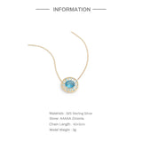 925 Silver Egg-shaped Sea-blue Zircon Pendant Necklace