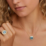 925 Silver Egg-shaped Sea-blue Zircon Pendant Necklace