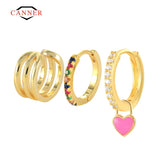 925 Silver Heart Pendant Earrings Set for Women