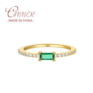 925 Silver Engagement Rings Rectangular Zircon Finger Ring For Lovers' Wedding