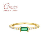 925 Silver Engagement Rings Rectangular Zircon Finger Ring For Lovers' Wedding