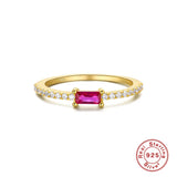925 Silver Engagement Rings Rectangular Zircon Finger Ring For Lovers' Wedding