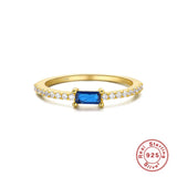 925 Silver Engagement Rings Rectangular Zircon Finger Ring For Lovers' Wedding