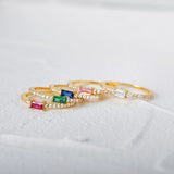 925 Silver Engagement Rings Rectangular Zircon Finger Ring For Lovers' Wedding