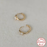 925 Silver Zircon Hoop Earrings Wedding Party Gift Jewelry