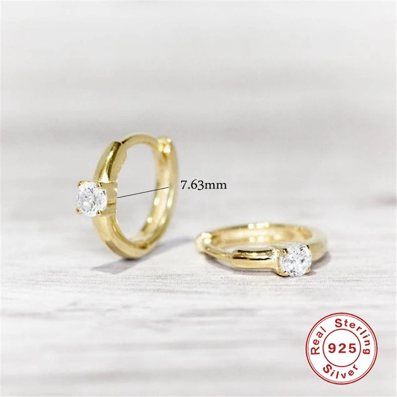 925 Silver Zircon Hoop Earrings Wedding Party Gift Jewelry