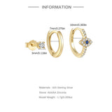 925 Silver Eye Moon Zircon Stud Earrings Set for Women Wedding Party Gift