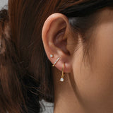 925 Silver Eye Moon Zircon Stud Earrings Set for Women Wedding Party Gift