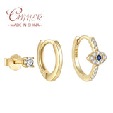 925 Silver Eye Moon Zircon Stud Earrings Set for Women Wedding Party Gift