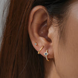925 Silver Eye Moon Zircon Stud Earrings Set for Women Wedding Party Gift