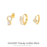 925 Silver Diamond Hoop Earrings Mini CZ Jeweled Ear Stud Set