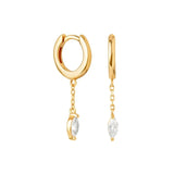925 Silver CZ Women Drop Earrings Geometric Huggie Earings Jewelry