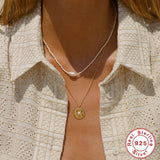 925 Silver Stars Moon Bee Pendant Necklace for Women