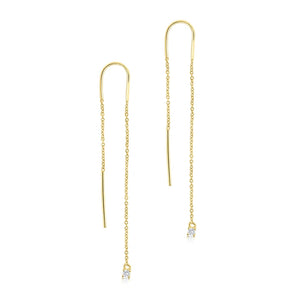 925 Silver Tassel Stud Earring Thread Chain Pendientes