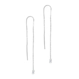 925 Silver Tassel Stud Earring Thread Chain Pendientes