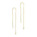 925 Silver Tassel Stud Earring Thread Chain Pendientes