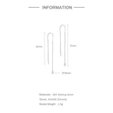 925 Silver Tassel Stud Earring Thread Chain Pendientes