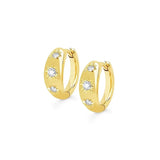 925 Silver Octagonal Star Zircon Circle Hoop Earrings Women Gift Huggie Earring