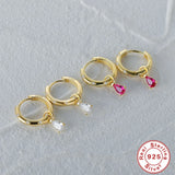 925 Silver Geometric Hoop Earrings for Women Year Party Jewelry