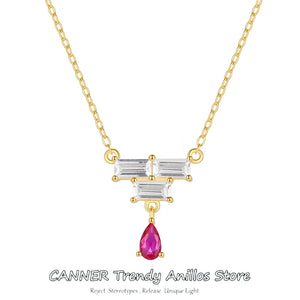 925 Silver Square Diamond Pendant Necklace for Women