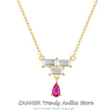925 Silver Square Diamond Pendant Necklace for Women