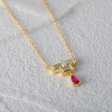 925 Silver Square Diamond Pendant Necklace for Women