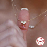 925 Silver Square Diamond Pendant Necklace for Women