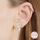 925 Silver Front Back Double Sided CZ Stud Earrings Women