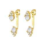 925 Silver Front Back Double Sided CZ Stud Earrings Women