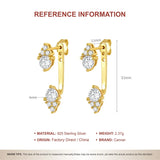 925 Silver Front Back Double Sided CZ Stud Earrings Women