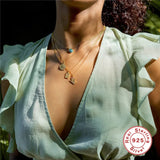 925 Silver Embossed Eight-Pointed Star Long Necklace