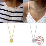 925 Silver Embossed Eight-Pointed Star Long Necklace