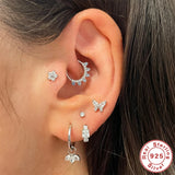 925 Sterling Silver CZ Hoop Earrings