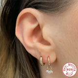 925 Sterling Silver CZ Hoop Earrings