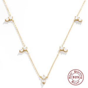 925 Silver Zircon Charm Choker Necklace Pendant Jewelry