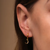 925 Silver Star Moon Zircon Drop Earrings Women Jewelry