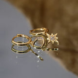 925 Silver Star Moon Zircon Drop Earrings Women Jewelry