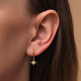 925 Silver Star Moon Zircon Drop Earrings Women Jewelry