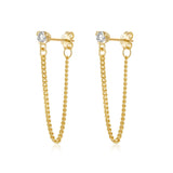925 Silver Zirconia Tassel Chain Earrings for Women