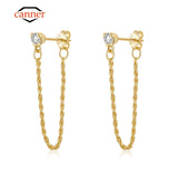 925 Silver Zirconia Tassel Chain Earrings for Women