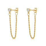 925 Silver Zirconia Tassel Chain Earrings for Women