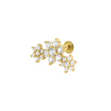 Sterling Silver Flower Cartilage Stud Earrings with Zircon Opal
