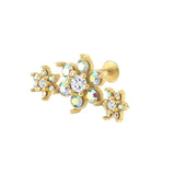 Sterling Silver Flower Cartilage Stud Earrings with Zircon Opal