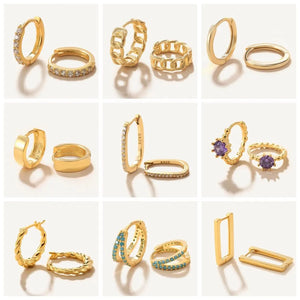 925 Silver CZ Ear Hoop Earrings Women Huggie Circle Earings