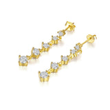 925 Silver Plated Zircon Drop Earrings for Women Wedding CZ Jewelry