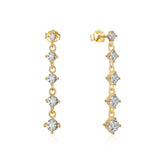 925 Silver Plated Zircon Drop Earrings for Women Wedding CZ Jewelry