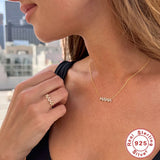 925 Silver Golden Zircon CZ MAMA Pendant Necklace