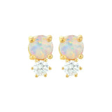 925 Silver Opal Stone Earrings Zircon Studs Silver Jewelry Gift