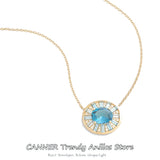 925 Silver Green Paraiba Tourmaline Pendant Necklace for Women