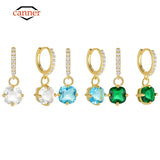 925 Silver Green Zircon Drop Earrings for Women